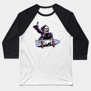 Skateboard Grim Reaper Baseball T-Shirt